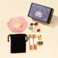 Set de soporte de incienso de cuarzo rosa con cuenco de loto para meditacion y yoga - Juego de Cuenco de Loto de Cuarzo Rosa / 1 Set