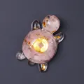 Rose quartz crystal turtle resin ornament with gold foil and coin design feng shui decor. - Money Turtle - Rose Quartz