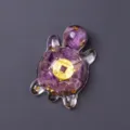 Crystal Stone Turtle Figurine Resin Amethyst Gold Foil Lucky Money Fortune Decor - Amethyst Money Turtle