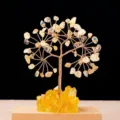 Natürlicher Zitrin Kristall Geldbaum Bonsai Reichtum Glück Figur für Büro Tisch Deko. - Zitrin (Reichtum) / 6 Zweige 54 Perlen