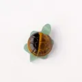 Natural crystal turtle figurine with green aventurine and tiger eye shell home decor. - Tiger's Eye