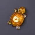 Golden resin turtle ornament feng shui money lucky charm with glitter flake and coin decor - Money Turtle - Dyed Yellow
