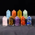 Natural Crystal Resin Hexagonal Pillar Meditation Energy Stone Chakra Healing Decor SKU - 9 Material Types Set