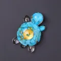 Resin crystal turtle ornament with blue stone chips and gold coin decor for desktop. - Money Turtle - Blue Turquoise