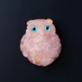 Aimant de réfrigérateur chouettes en cristal naturel, résine époxy gravier chouette ornement cadeau. - Hibou / chouette / Quartz rose