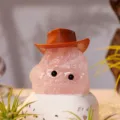 Natural rose quartz crystal cowboy cute pet figurine, lovely gemstone handmade desktop ornament. - Crystal Little Cowboy ~ Rose Quartz