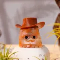 Natural crystal cute cowboy pet ornament gemstone carved animal figurine for home decor. - Crystal Little Cowboy ~ Sunstone