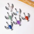 Naturstein Friedendtaube Metall Anhänger Halskette Set, elegante Kristall Schmuck Großhandel. - Taube Anhänger (Mit Schwarzer Kordel)