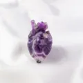 Natural crystal carved anatomical heart ornament, purple gemstone healing stone desktop decor. - Dreamy Purple Heart Carving / 5.5X3.5CM