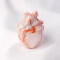 Natural crystal anatomical heart sculpture gemstone ornament pink white desk decor - Red Grid Heart Carving / 5.5X3.5CM