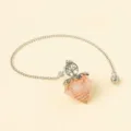 Collana con pendente in cristallo rosa e resina a forma di diamante e albero della vita - Quarzo rosa