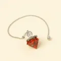 Roter Harz Kristall Diamantform Lebensbaum Pendel Anhänger mit Kette für den Schmuck. - Roter Jaspis