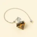 Kristall Harz Diamant Form Lebensbaum Pendel Halskette fuer spirituelle Chakra Heilung - Tigerauge