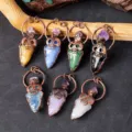 Vintage Kupfer Totenkopf Kristall Pfeil Anhänger Punk Stil Halskette Schmuck Großhandel Hauptbild - Rote Kupfer Totenkopf Pfeil Anhänger (Mit Schwarzer Kordel)