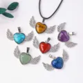 Kristall Herz Flügel Anhänger Halskette Set, Heilstein Engel Flügel Schmuck Geschenk. - Herz Flügel Anhänger (Ohne Kordel)