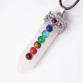 Natürlicher Edelstein Schwert Anhänger Kristall Chakra Halskette Yoga Schmuck Stück - Bergkristall (Mit Lederkordel)