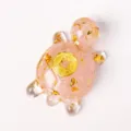 Rosenquarz Kristall Schildkröte Harz Ornament mit Goldfolie und Münze Tischdeko. - Rosenquarz