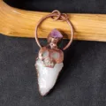 Vintage Kupfer Totenkopf Kristall Pfeilspitze Anhänger Punk Stil Kristall Halskette Schmuck - Weiß Kristall / Mit Band