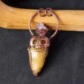 Pendentif pointe de flèche en cristal de crâne en cuivre vintage style punk collier de cristal - Citrine