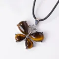 Natuurlijke tijgerogen edelsteen vlinder hanger ketting legering sieraden accessoire - Tijgeroog
