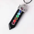 Natürlicher Edelstein Kristall Schwert Anhänger, sieben Chakra Halskette, stilvoller Schmuck. - Obsidian (Ohne Kordel)