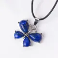 Natuurlijke lapis lazuli vlinder hanger ketting, elegante legering dames sieraden cadeau. - Lapis lazuli