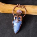 Vintage retro punk pendentif collier crane cristal pointe de fleche bijoux mode. - Opale Bleue