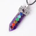 Natürlicher Kristall Chakra Schwert Anhänger Halskette Halbedelstein Schmuck Geschenk - Amethyst (Ohne Kordel)