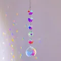 Crystal suncatcher prism hanging window pendant with colorful faceted beads and crystal ball. - Crystal Ball Style