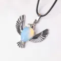 Elegante vogelvorm kristallen hanger ketting met zwart koord, mode sieraden voor dagelijks. - Met Leren Koord / Opaal