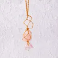 Pendente sospeso in rete tessuta di cristallo bianco grezzo e rosa per decorazioni auto - Cristallo Bianco + Quarzo Rosa