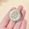 Natürlicher violetter Achat Kristall Kühlschrankmagnet mit heiliger Geometrie goldenem Runen Symbol. - Stil 06