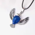 Natuurlijke kristal duif hanger ketting zilverkleurige legering mode sieraden dame - Lapis lazuli