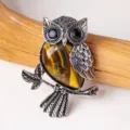 Natural tiger eye stone owl pendant vintage sweater chain jewelry variant accessory option item - Tiger's Eye