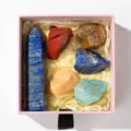 Natural crystal raw stone set gift box with single point hexagonal prism and mineral specimens. - Lapis Lazuli Pillar Set