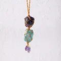 Pendente in rete di pietra grezza di cristallo naturale, decorazione sospesa per auto SKU. - Ametista + Amazonite