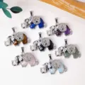 Edelstein Elefant Anhänger Naturkristall Tier Halskette Schmuck Verschiedene Farben Kaufen - Thailändischer Elefant Anhänger (Mit Schwarzer Kordel)