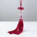 Red Chinese knot crystal gourd tassel pendant for car rearview mirror and home decor. - Chinese Knot Double Gourd - Red Tassel