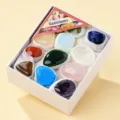 Natürlicher Kristall Edelstein Mineralien Geschenkbox Set, bunte polierte Steine Dekoration. - Trommelstein Stil