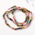Bracciale multistrato in pietra di tormalina multicolore gioiello in cristallo - Bracciale Multistrato in Scaglie Irregolari / Circa 4-7mm Scaglie