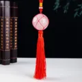 Natural crystal ball hanging pendant with red tassel for car rear view mirror decor - 4.5cm Pink Crystal Ball - Red Tassel