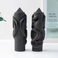 Statuetta di pilastro di drago in pietra di shungite naturale obelisco intagliato decoro - Drago occidentale / Grande: 19x4.5cm