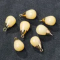 Natuurlijke gele jade druppel hanger met vergulde lus voor DIY sieraden maken en kettingen. - Topaas