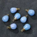 Natuurlijke kristallen steen druppel hanger gouden dop DIY sieraden accessoires groothandel - Meerblauw