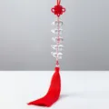 White crystal gourd tassel hanging ornament for car rearview mirror & apparel decor - Chinese Knot Five Gourds - Red Tassel