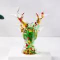 Transparente Harz Elch Figur mit Kristallsplitter Deko für Schmuck zu Hause. - Grün & Goldfolie / S