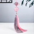 Chinese knot pink crystal ball tassel pendant for car rearview mirror or clothing accessory. - Pink Crystal Ball - Pink Purple Tassel