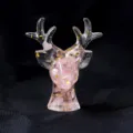 Kristall Harz Hirsch Figur Rosa Quarz Goldfolie Elch Statue Home Office Deko Geschenk - Rosenquarz + Goldfolie / S