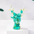 Kristall Schotter Harz Hirschkopf Figur Türkis Blattgold Dekoration Ornament Variante - Türkis + Goldfolie / S