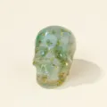 Green crystal resin skull figurine with gold flakes gothic decor tabletop ornament variant - Skull / 5*4cm / Aventurine Jade